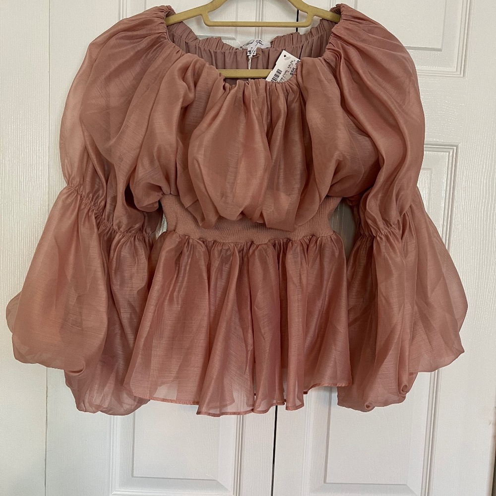 Cloud Ten Pink Poofy Sleeve Top